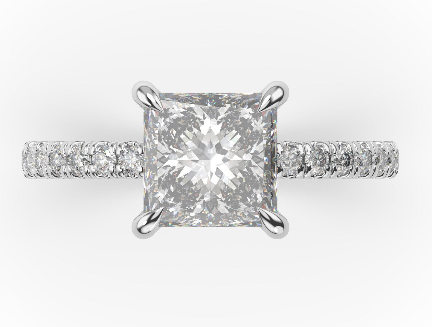 Princess White Gold Claw Set Style Engagement Ring 