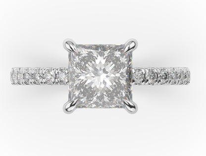 Princess White Gold Claw Set Style Engagement Ring 