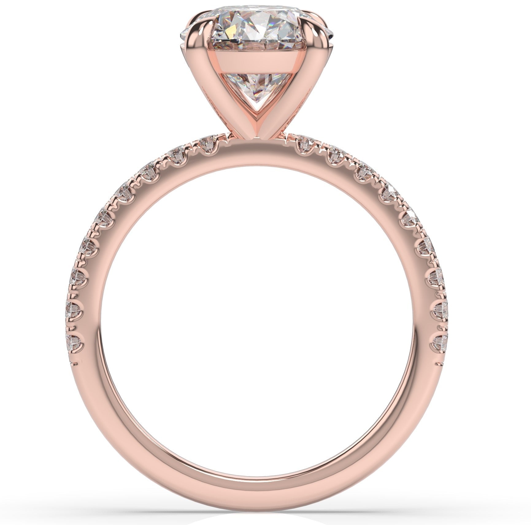 Round Brilliant Rose Gold Claw Set Style Engagement Ring 