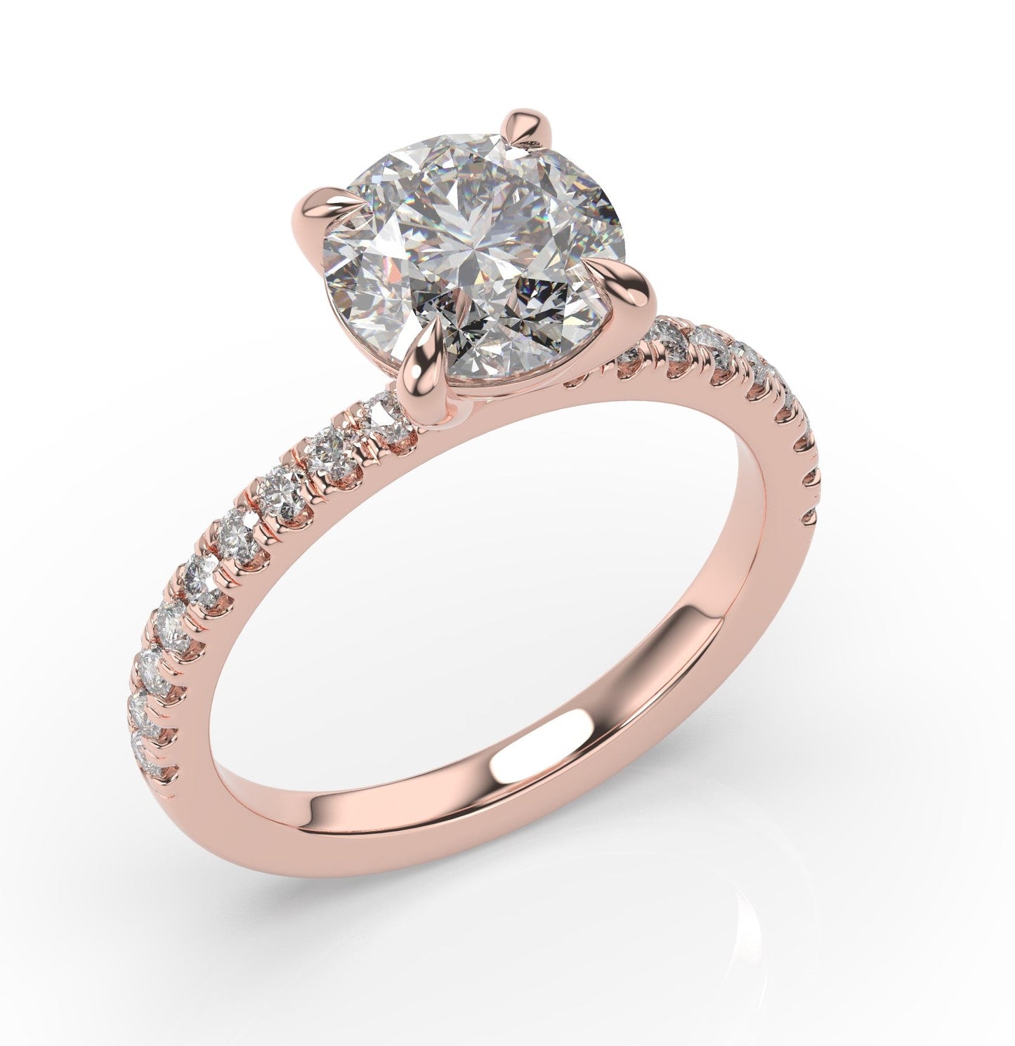 Round Brilliant Rose Gold Claw Set Style Engagement Ring 