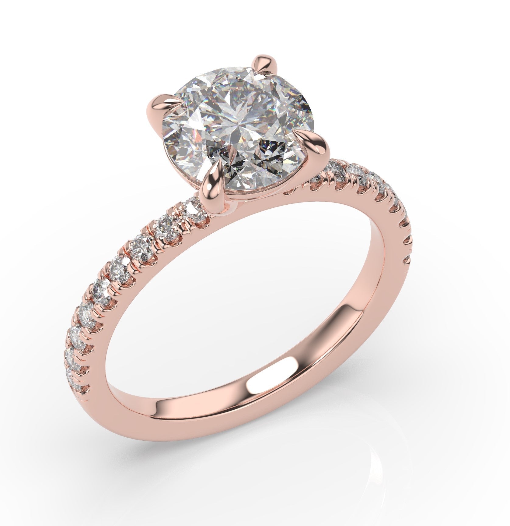 Round Brilliant Rose Gold Claw Set Style Engagement Ring 