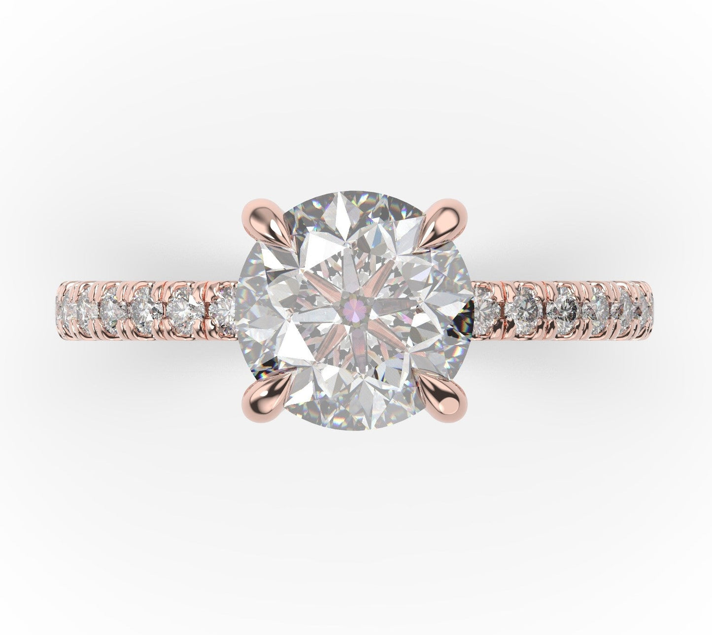 Round Brilliant Rose Gold Claw Set Style Engagement Ring 