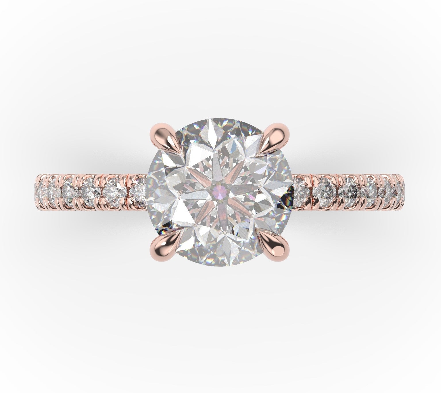 Round Brilliant Rose Gold Claw Set Style Engagement Ring 