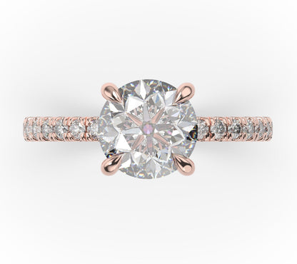 Round Brilliant Rose Gold Claw Set Style Engagement Ring 