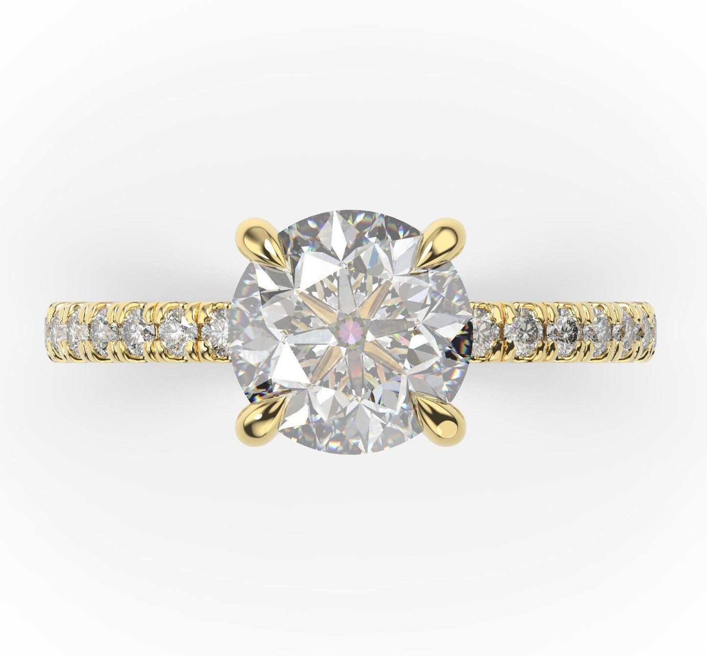 Round Brilliant Yellow Gold Claw Set Style Engagement Ring 