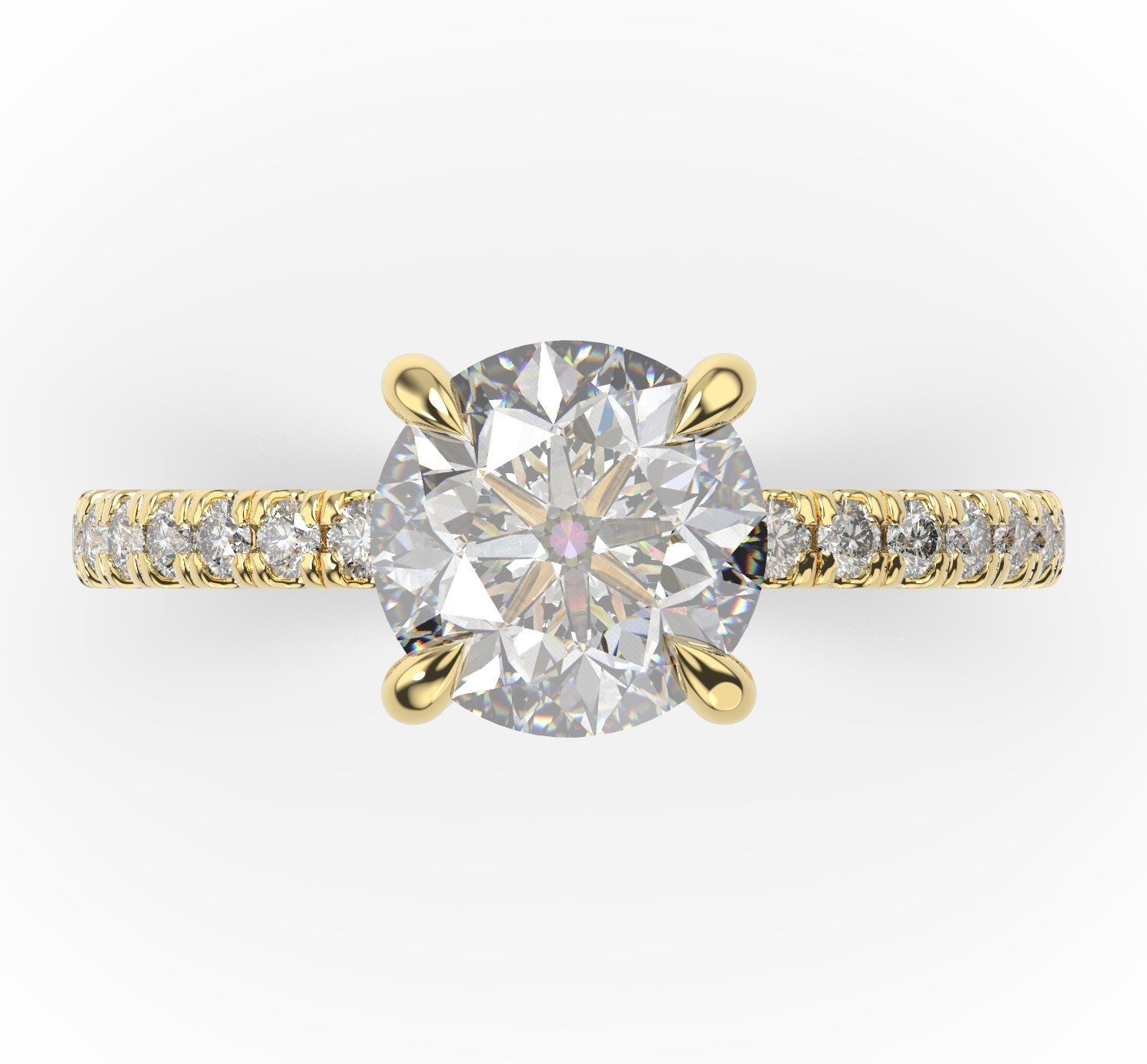 Round Brilliant Yellow Gold Claw Set Style Engagement Ring 