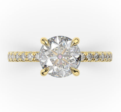 Round Brilliant Yellow Gold Claw Set Style Engagement Ring 