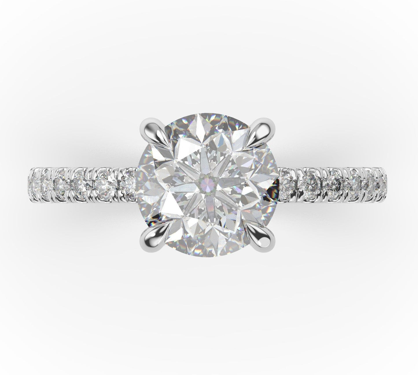 Round Brilliant White Gold Claw Set Style Engagement Ring 