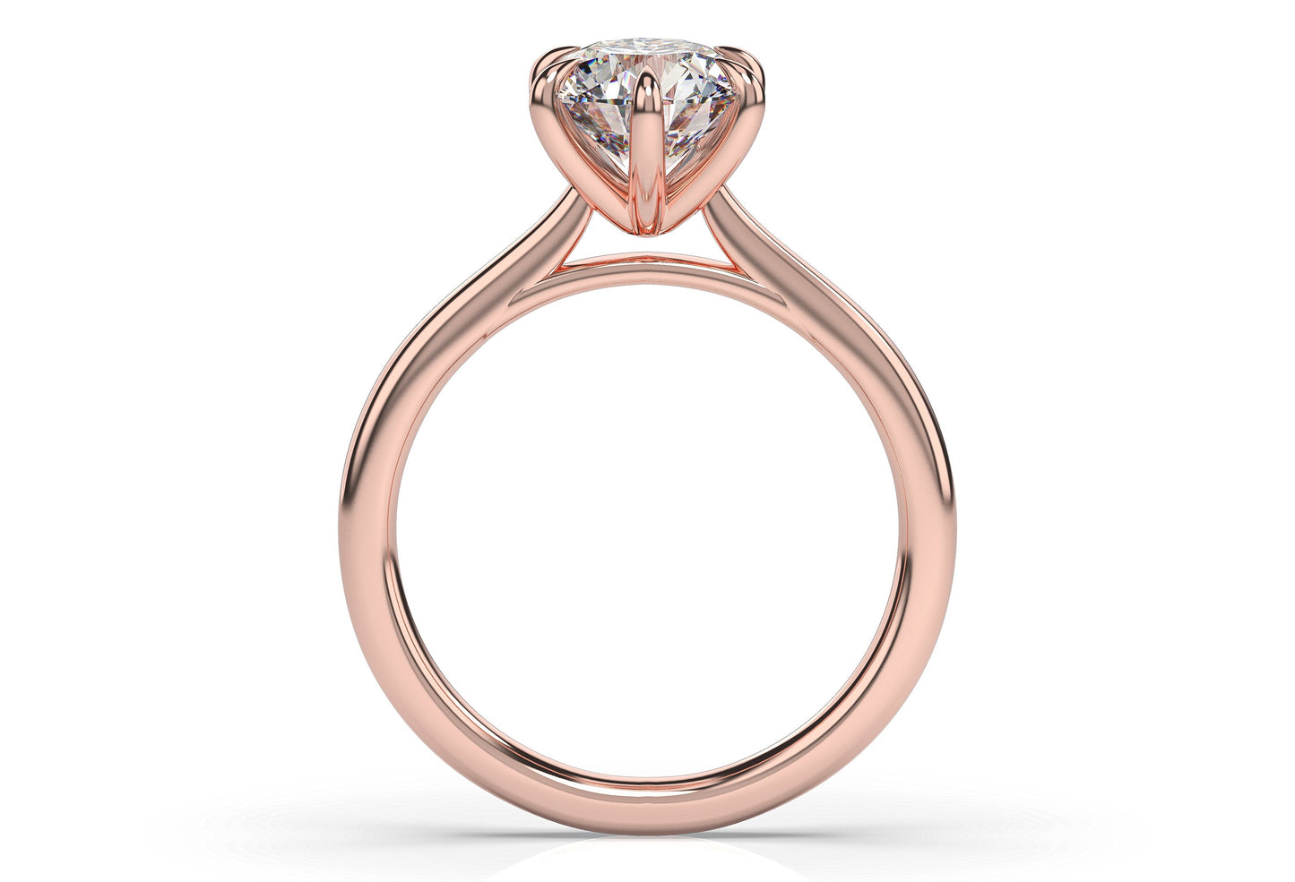 Round Brilliant Rose Gold Six Claw Solitaire Engagement Ring