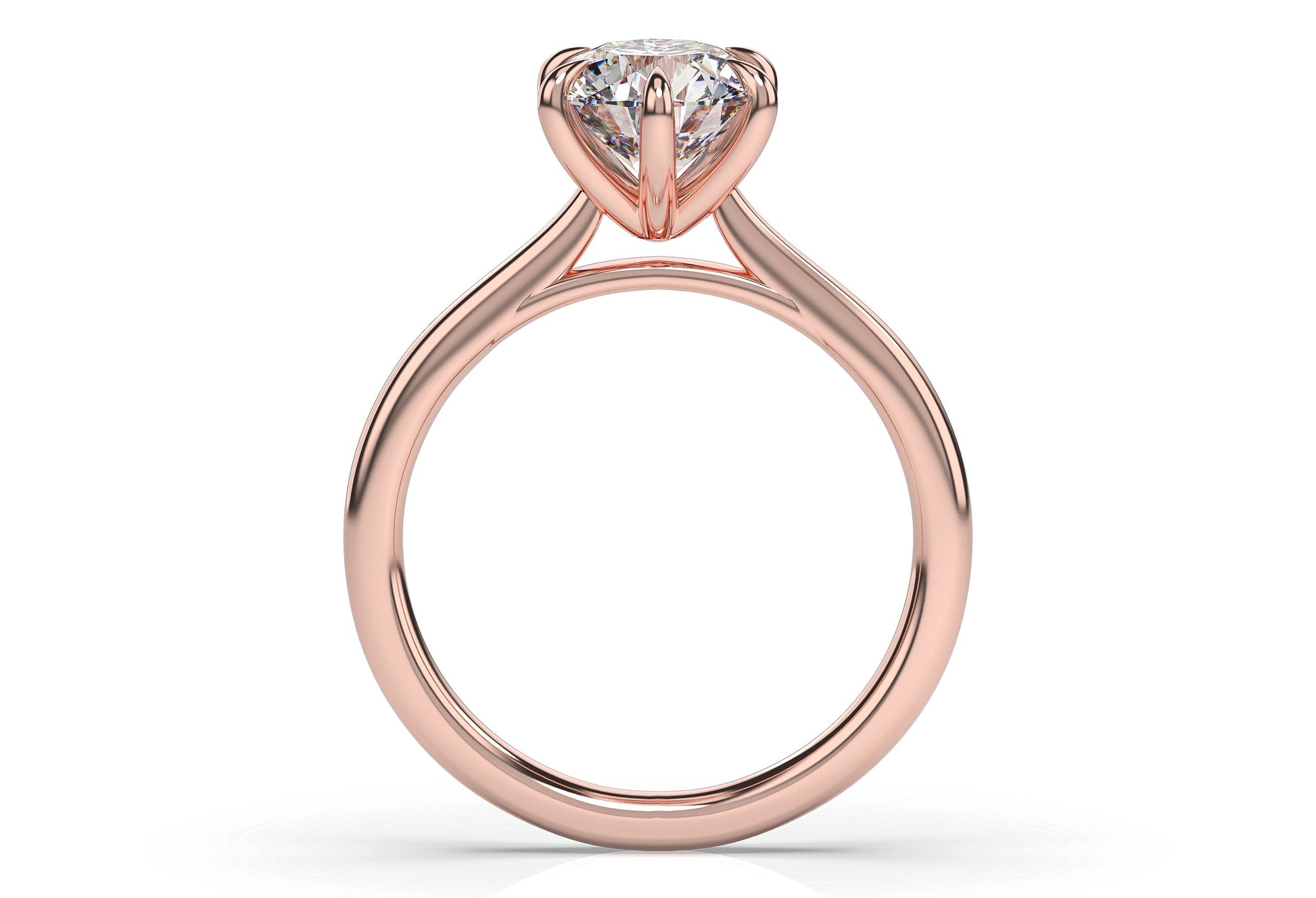 Round Brilliant Rose Gold Six Claw Solitaire Engagement Ring