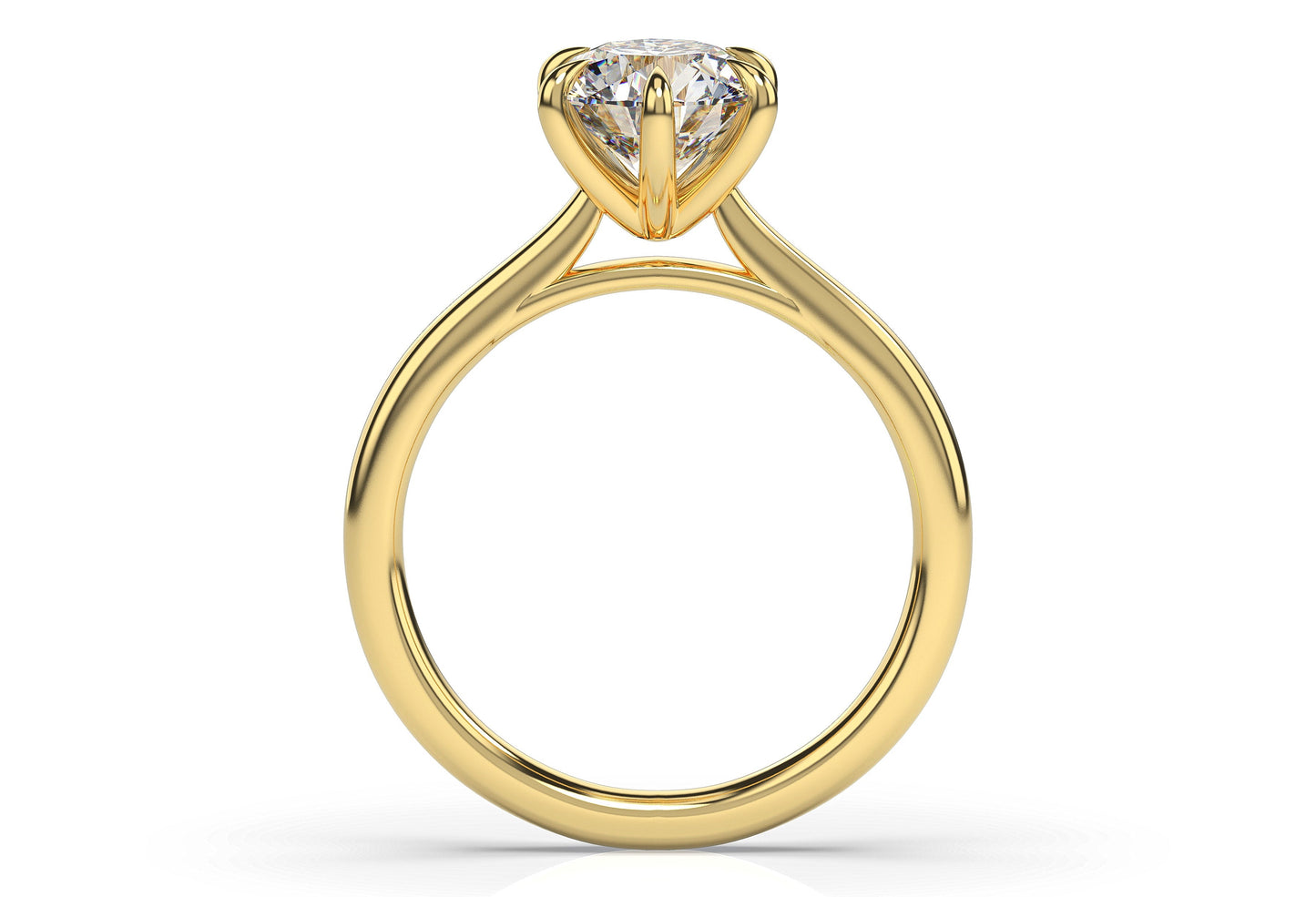 Round Brilliant Yellow Gold Six Claw Solitaire Engagement Ring