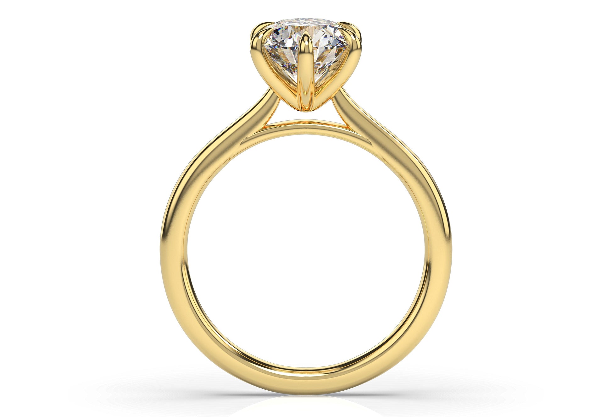 Round Brilliant Yellow Gold Six Claw Solitaire Engagement Ring