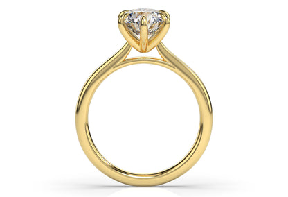 Round Brilliant Yellow Gold Six Claw Solitaire Engagement Ring