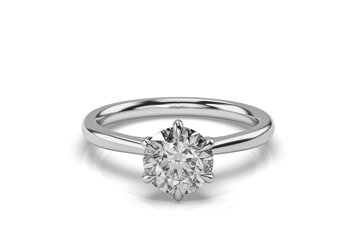 Round Brilliant White Gold Six Claw Solitaire Engagement Ring