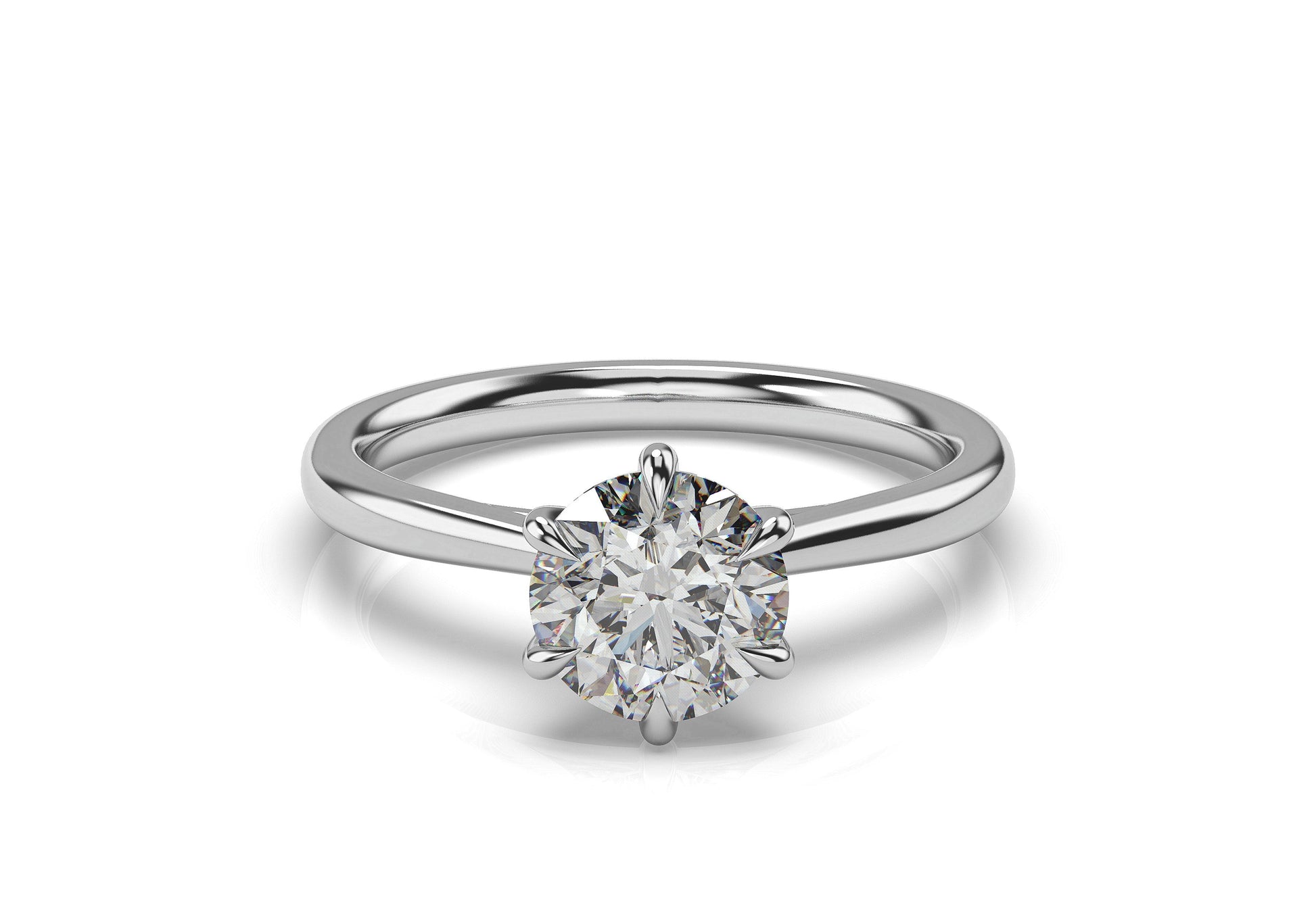 Round Brilliant White Gold Six Claw Solitaire Engagement Ring
