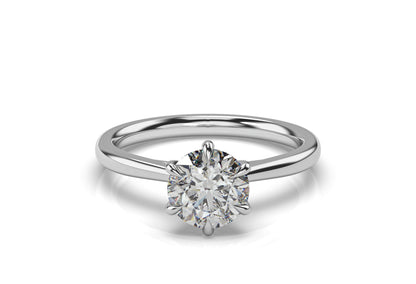 Round Brilliant White Gold Six Claw Solitaire Engagement Ring