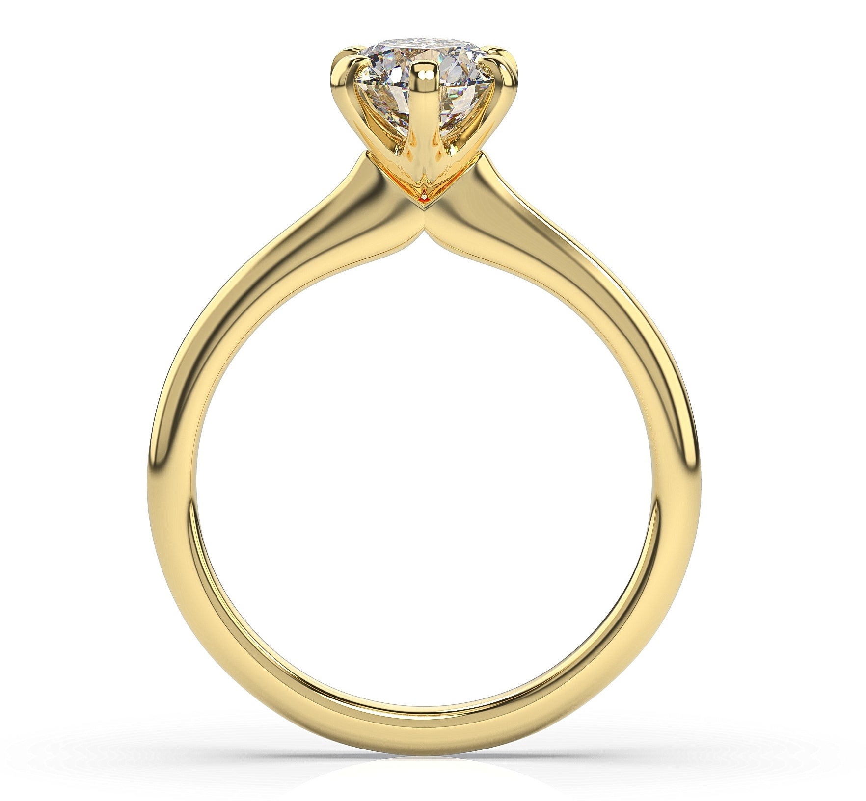 Round Brilliant Yellow Gold Six Claw Solitaire Engagement Ring