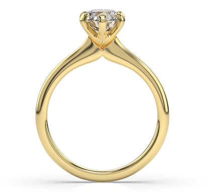 Round Brilliant Yellow Gold Six Claw Solitaire Engagement Ring