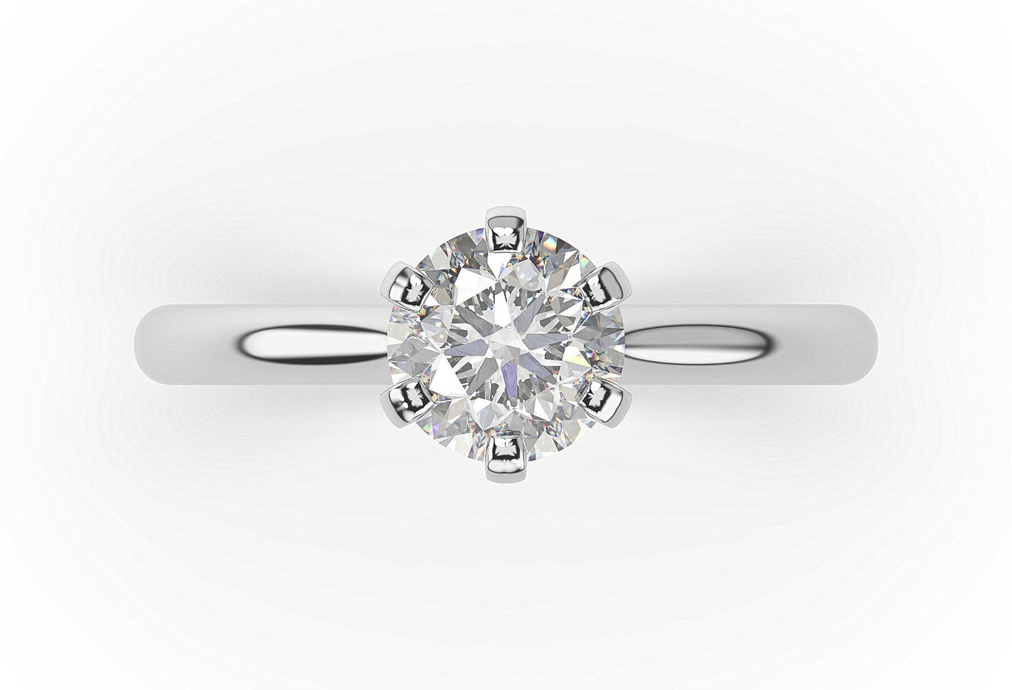 Round Brilliant White Gold Six Claw Solitaire Engagement Ring