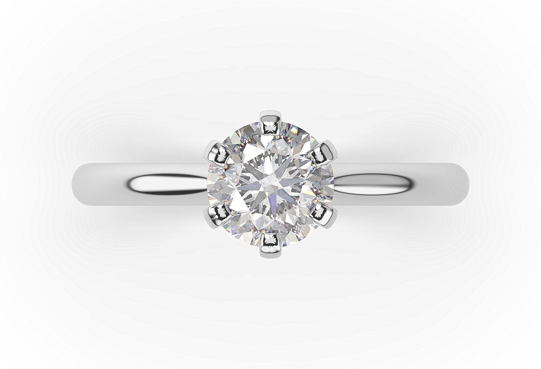 Round Brilliant White Gold Six Claw Solitaire Engagement Ring