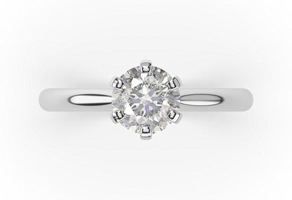 Round Brilliant White Gold Six Claw Solitaire Engagement Ring