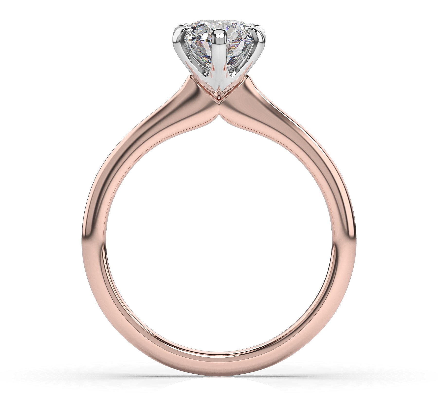 Round Brilliant White & Rose Gold Six Claw Solitaire Engagement Ring