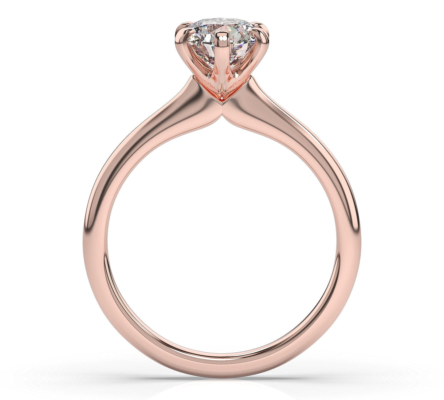 Round Brilliant Rose Gold Six Claw Solitaire Engagement Ring