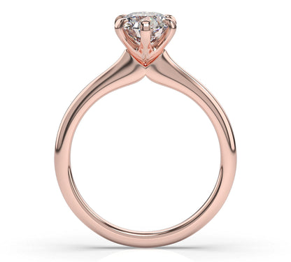 Round Brilliant Rose Gold Six Claw Solitaire Engagement Ring