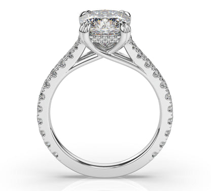 Cushion White Gold Claw Set Hidden Halo Style Engagement Ring