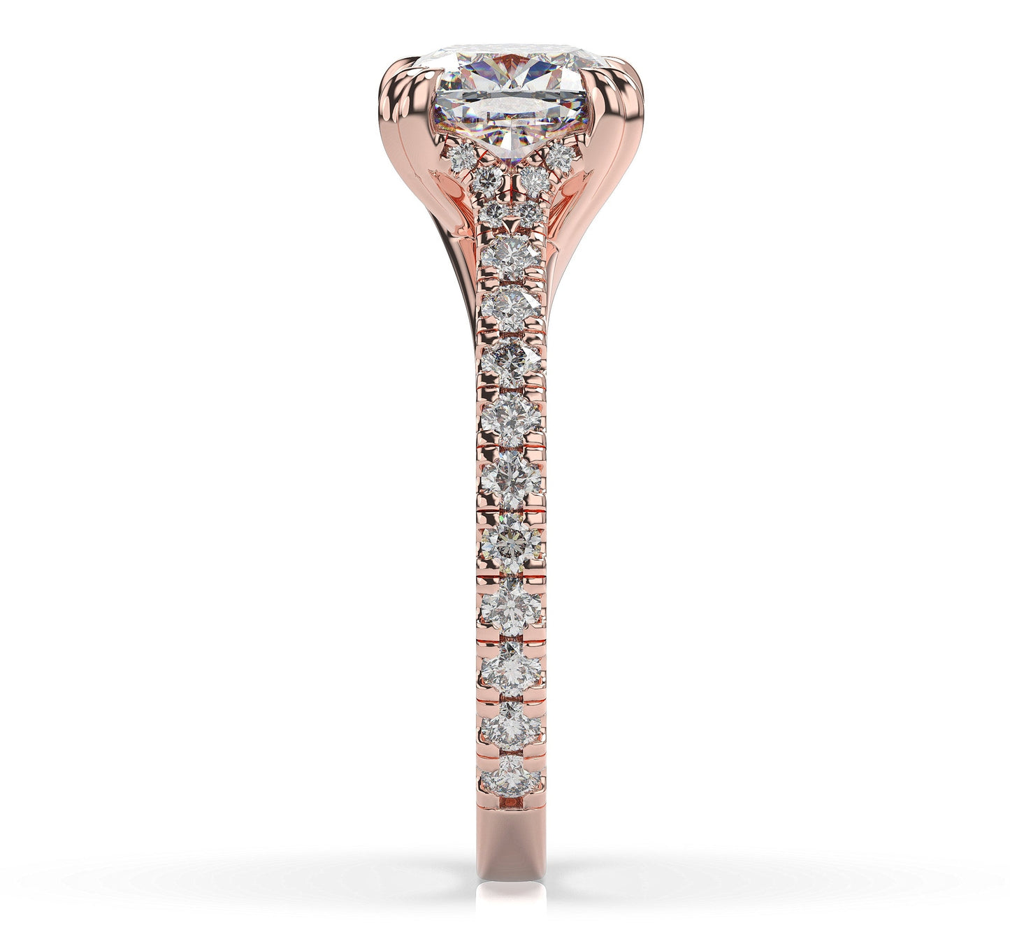 Cushion Rose Gold Claw Set Hidden Halo Style Engagement Ring