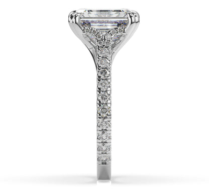 Emerald White Gold Claw Set Hidden Halo Style Engagement Ring