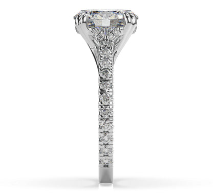 Oval White Gold Claw Set Hidden Halo Style Engagement Ring