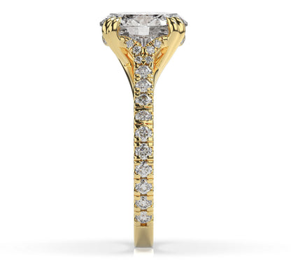 Oval Yellow Gold Claw Set Hidden Halo Style Engagement Ring