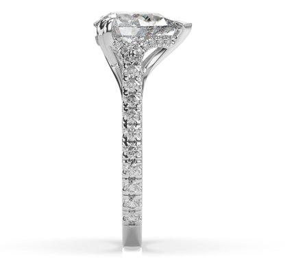 Pear White Gold Claw Set Hidden Halo Style Engagement Ring