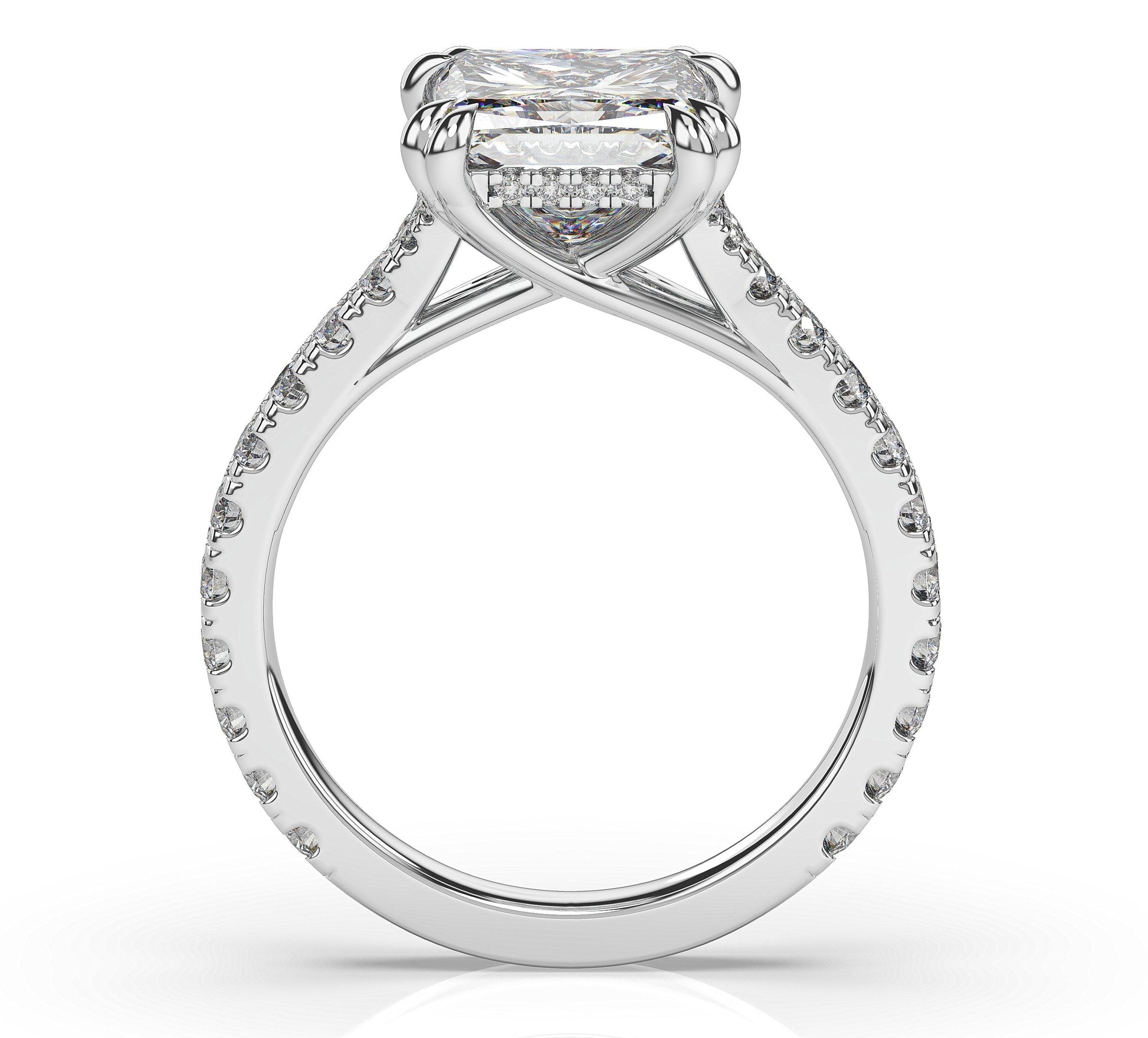 Princess White Gold Claw Set Hidden Halo Style Engagement Ring