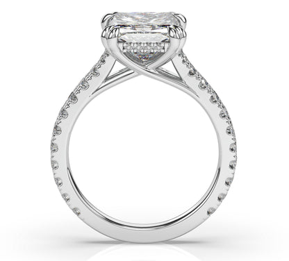 Princess White Gold Claw Set Hidden Halo Style Engagement Ring