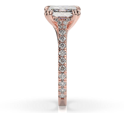 Princess Rose Gold Claw Set Hidden Halo Style Engagement Ring