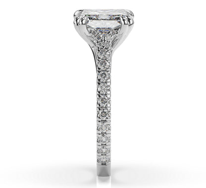 Princess White Gold Claw Set Hidden Halo Style Engagement Ring