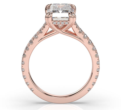 Radiant Rose Gold Claw Set Hidden Halo Style Engagement Ring
