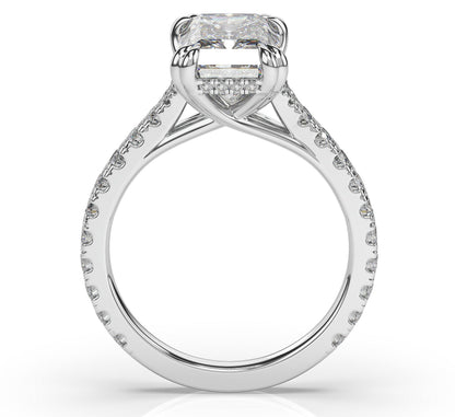 Radiant White Gold Claw Set Hidden Halo Style Engagement Ring