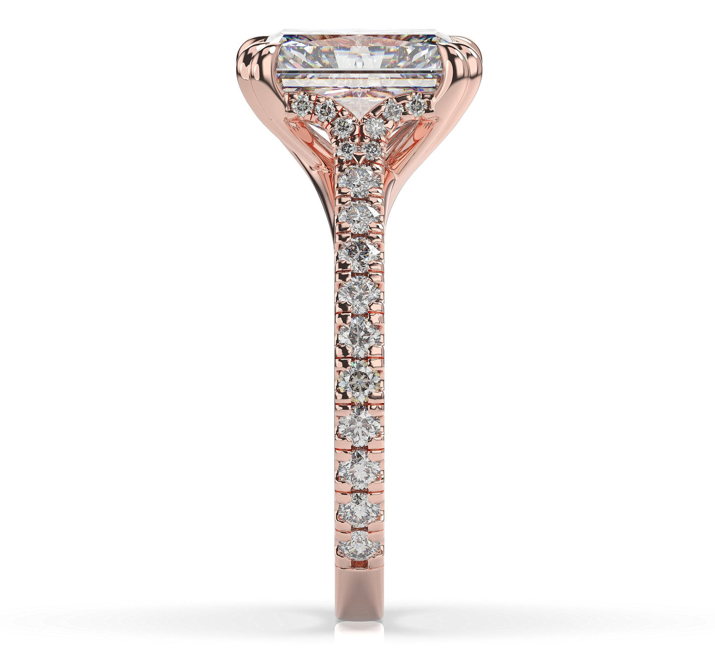 Radiant Rose Gold Claw Set Hidden Halo Style Engagement Ring