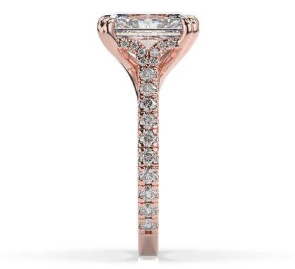 Radiant Rose Gold Claw Set Hidden Halo Style Engagement Ring