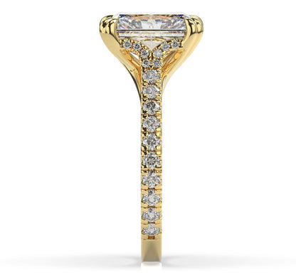 Radiant Yellow Gold Claw Set Hidden Halo Style Engagement Ring