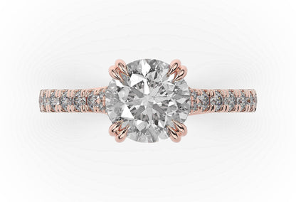 Round Brilliant Rose Gold Claw Set Hidden Halo Style Engagement Ring