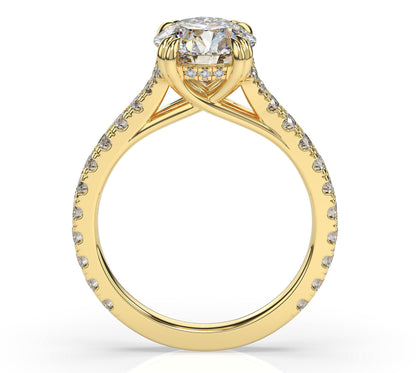 Round Brilliant Yellow Gold Claw Set Hidden Halo Style Engagement Ring