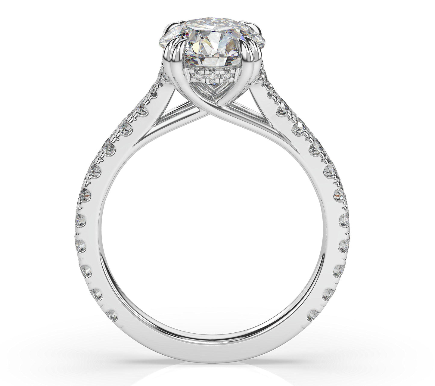 Round Brilliant White Gold Claw Set Hidden Halo Style Engagement Ring