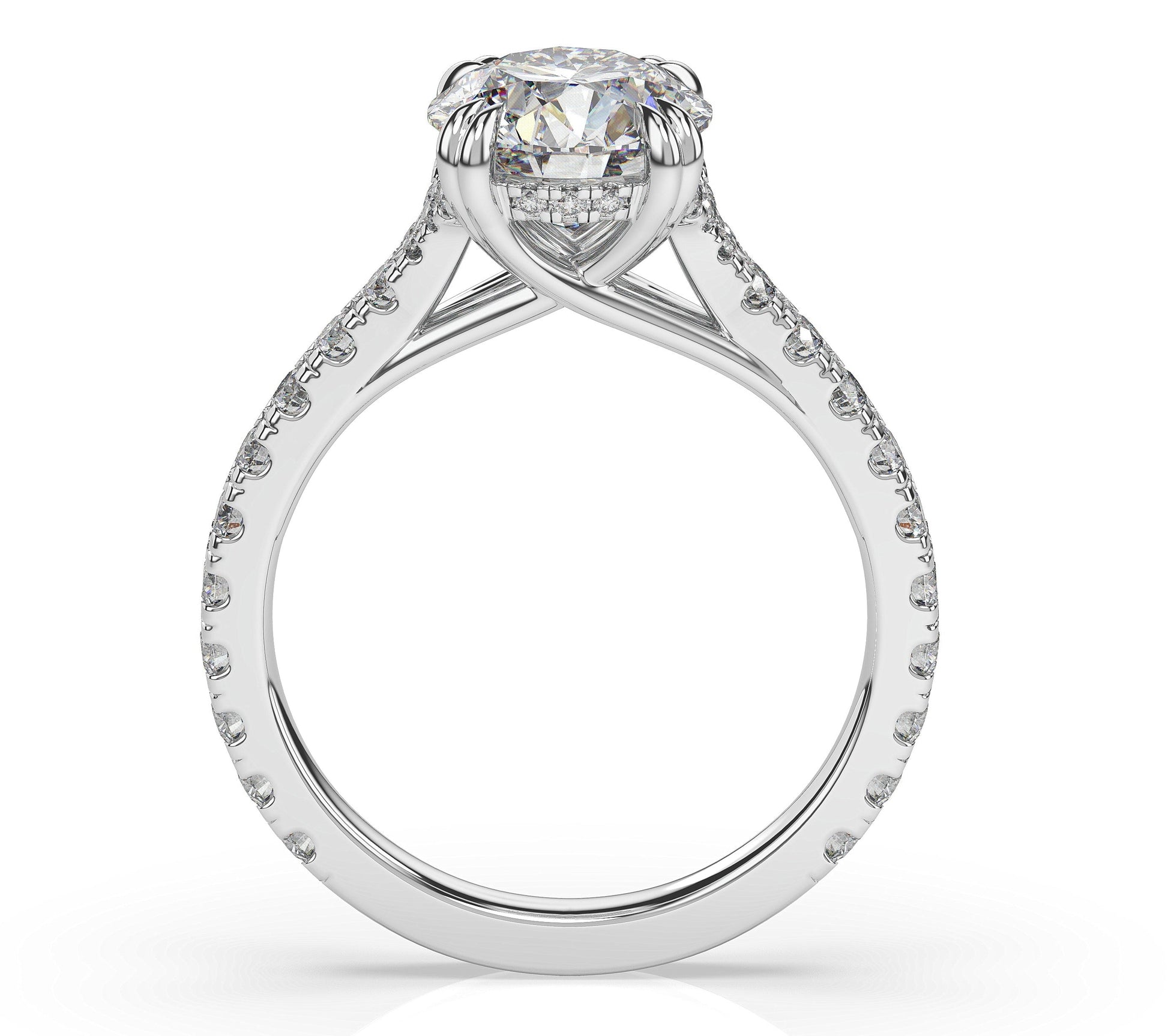 Round Brilliant White Gold Claw Set Hidden Halo Style Engagement Ring