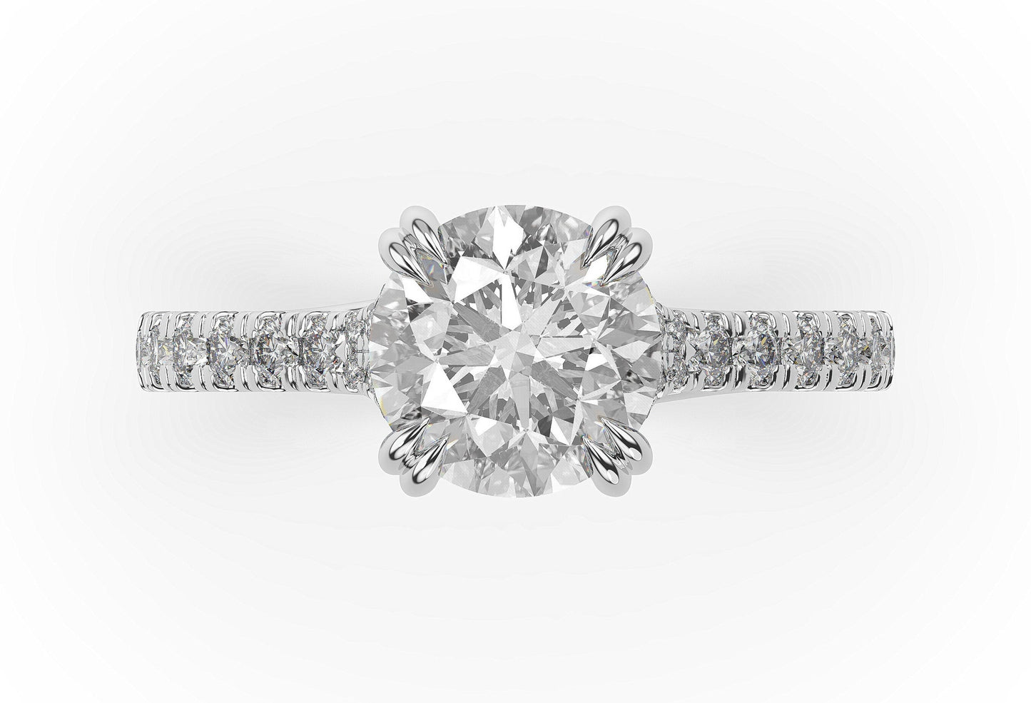 Round Brilliant White Gold Claw Set Hidden Halo Style Engagement Ring