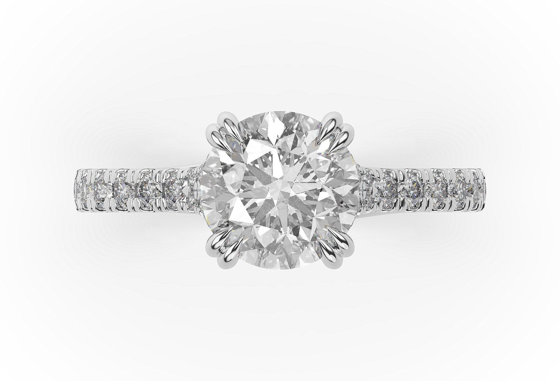 Round Brilliant White Gold Claw Set Hidden Halo Style Engagement Ring
