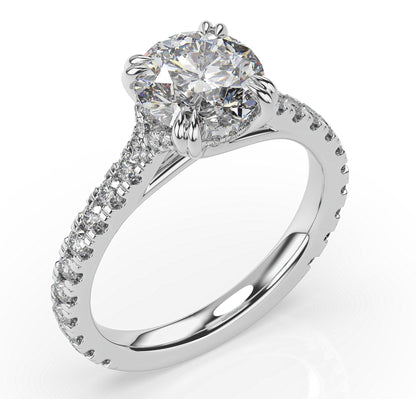 Round Brilliant Claw Set With Hidden Halo Style Engagement Ring